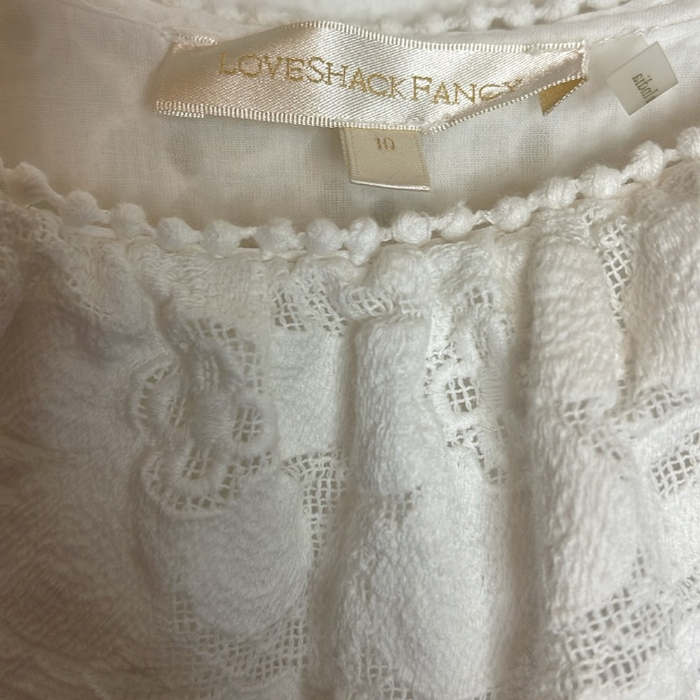 LoveShackFancy Stassie Lace White Eyelet Embroidered Dress Size 10 - Picture 9 of 16
